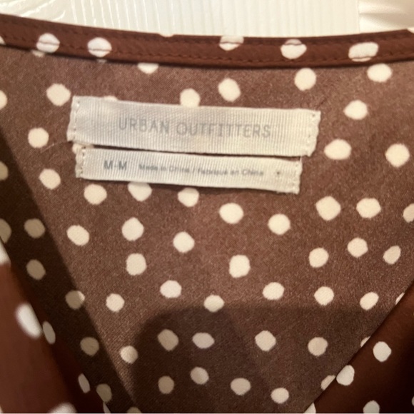 Gorgeous Urban Outfitters Slip dress brown polkadot midi - Picture 5 of 8